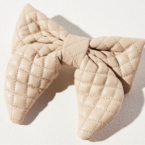Anthropologie Quilted Ivory Bow Barrette/Hair Accessory